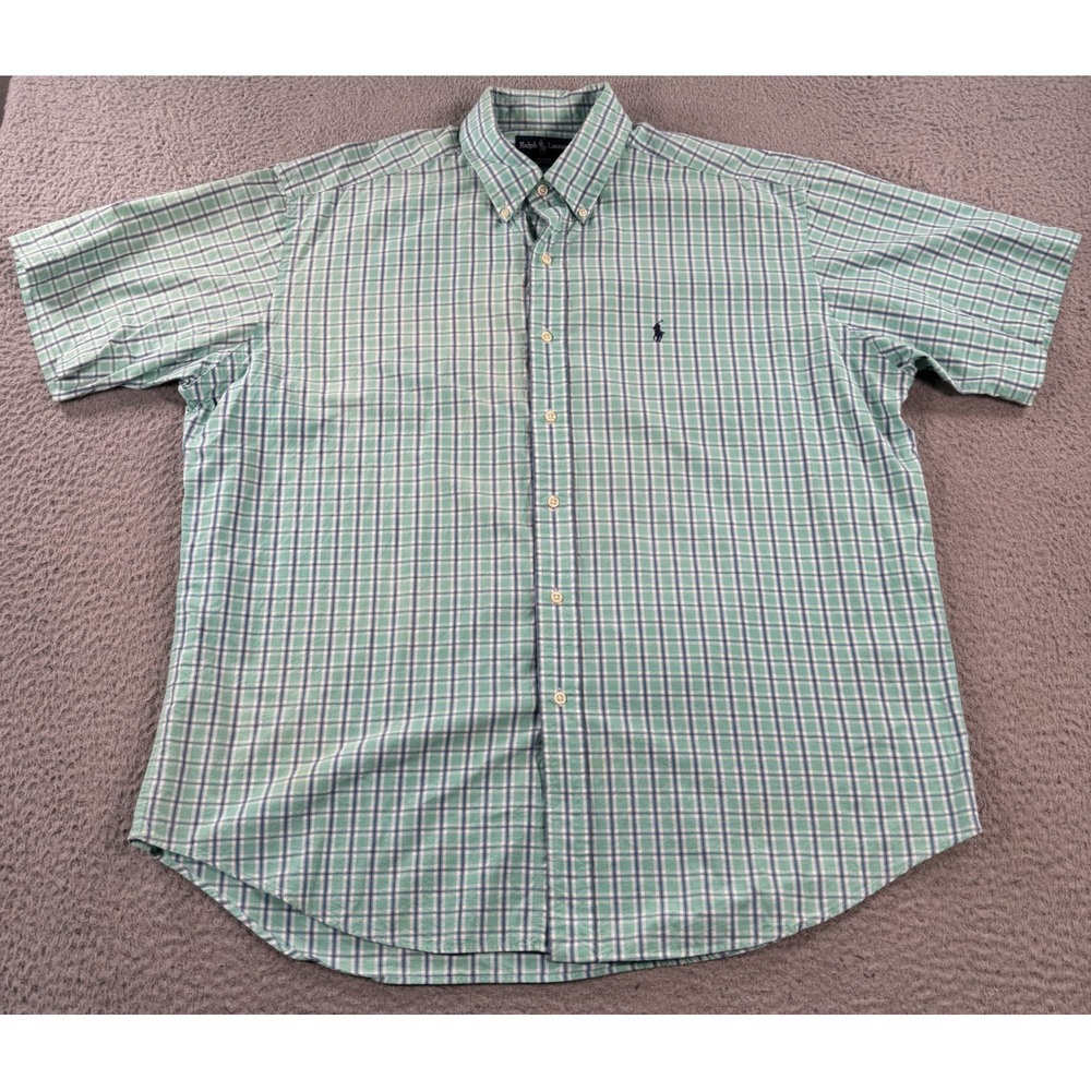Ralph Lauren Blake Shirt Mens XL Green Plaid Pony Logo Button Down Preppy Career